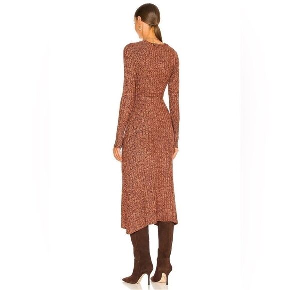 NWOT AFRM Skye Long Sleeve Cutout Waist Knit Midi Dress in Marled Port Royale XL - Picture 3 of 12